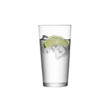 Set of four clear LSA Saftglas GIO juice glasses, 320ml capacity, with elegant design for serving fresh juice.