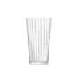 Set of four clear LSA GIO LINE longdrink glasses, 320ml capacity, stylish and modern for serving beverages.