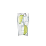Set of four clear LSA GIO LINE longdrink glasses, 320ml capacity, stylish and modern design for serving beverages.
