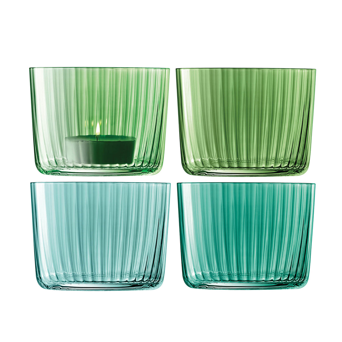 LSA | Kerzenhalter, GEMS, grün, H6,1 cm, 4er Set