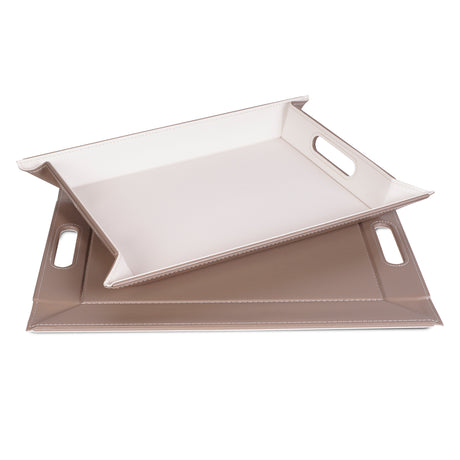 Wendetablett | 2in1 Tablett & Tischset DUO, Weiss/Taupe, groß