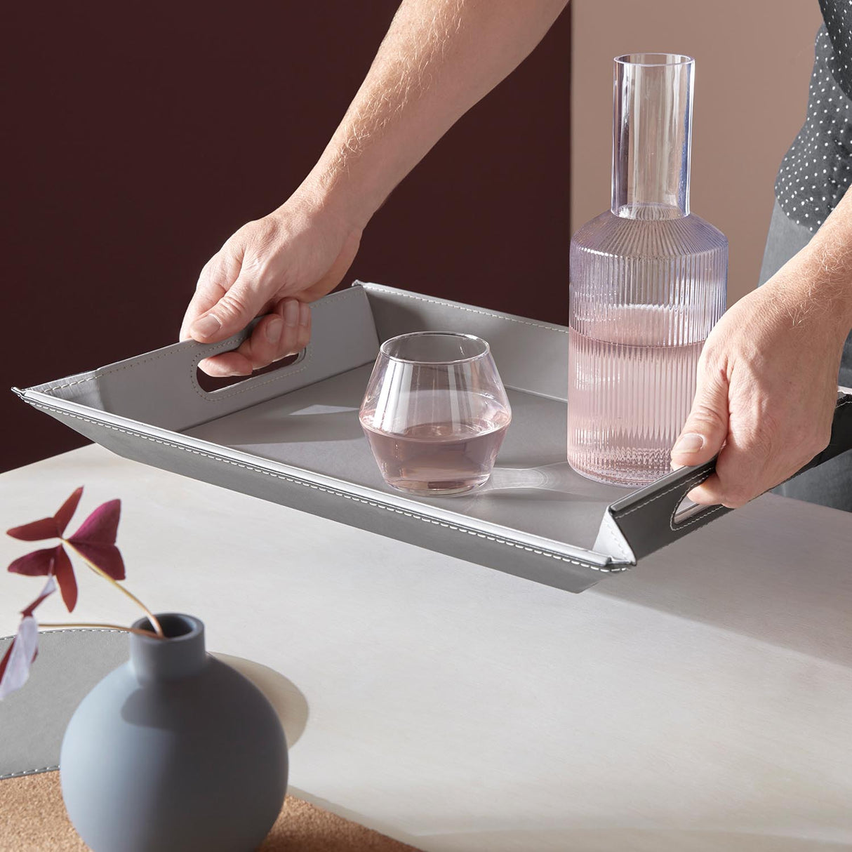 Wendetablett | 2in1 Tablett & Tischset DUO, Grau/Schwarz, groß