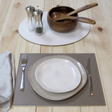 Platzset DUO rechteckig, Taupe/Weiß