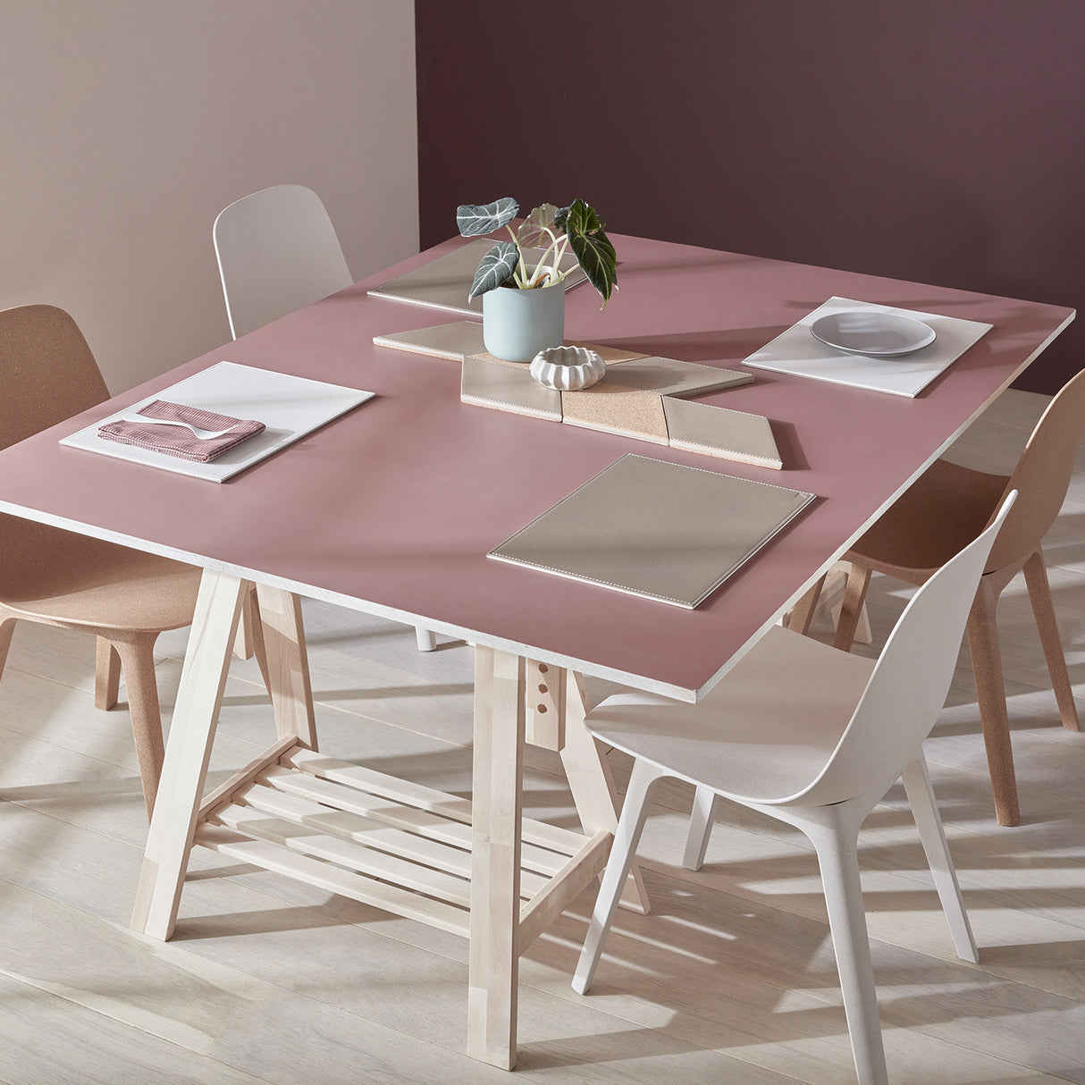 Platzset DUO rechteckig, Taupe/Weiß