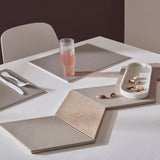 Platzset DUO rechteckig, Taupe/Weiß