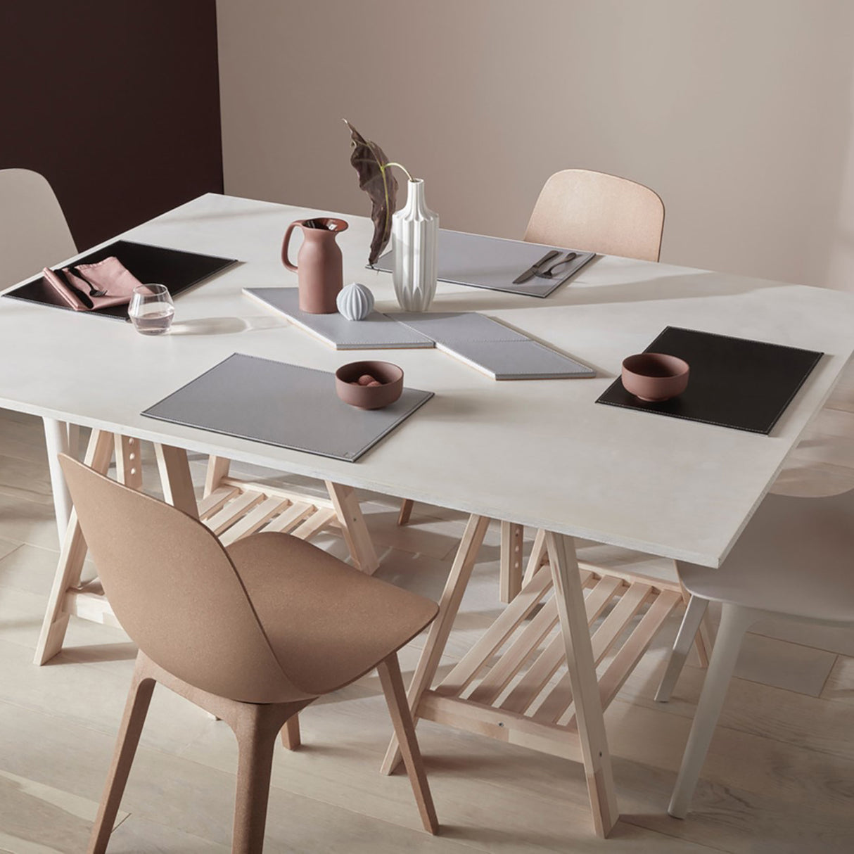 Platzset DUO rechteckig, Grau/Weiß