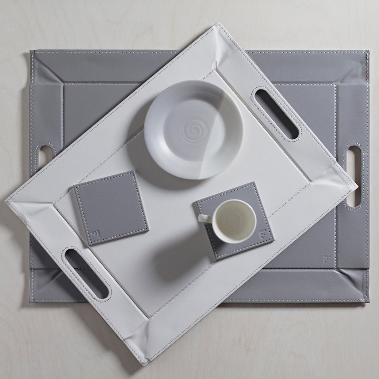 Platzset DUO rechteckig, Grau/Weiß