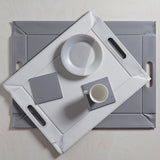 Wendetablett | 2in1 Tablett & Tischset DUO, Grau/Weiß, klein