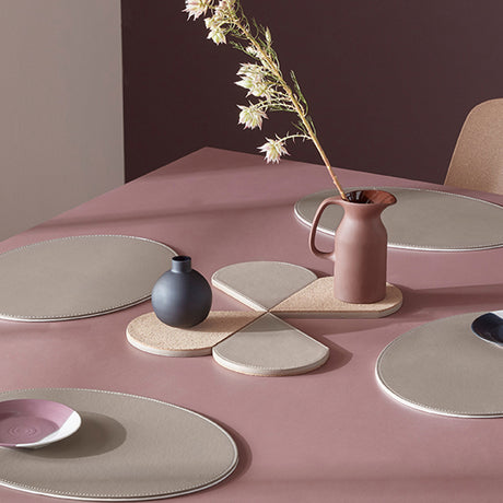 Platzset DUO oval, Taupe/Weiß