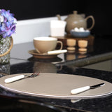 Platzset DUO oval, Taupe/Weiß