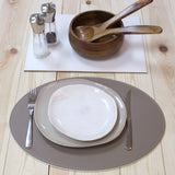 Platzset DUO oval, Taupe/Weiß