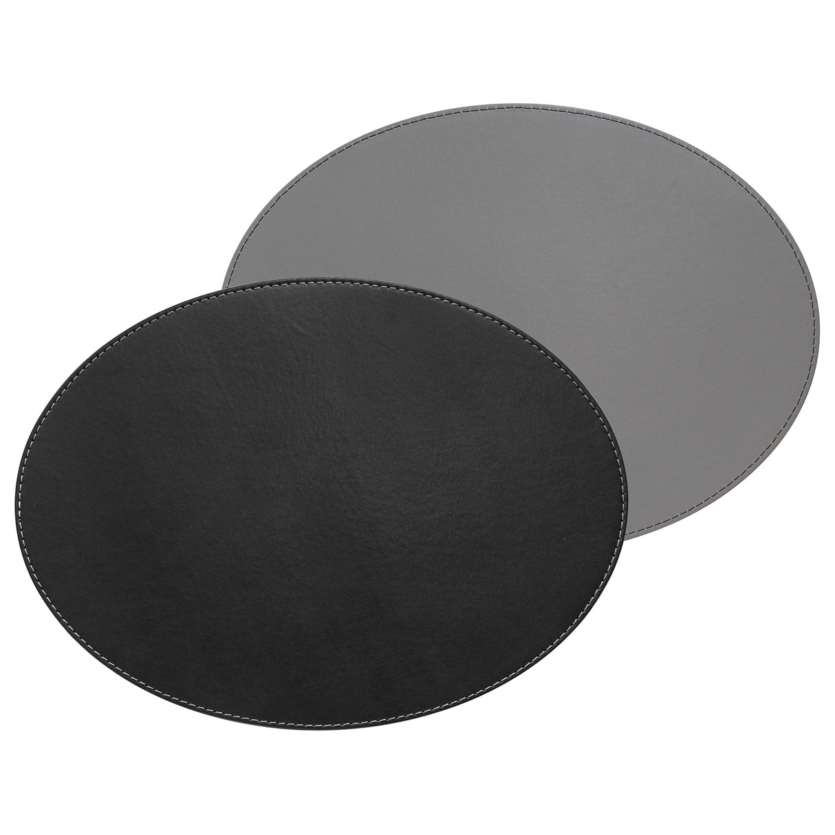 2. Wahl -  DUO Platzset, Oval, Schwarz/Grau- Kunstleder, 45 x 34 cm
