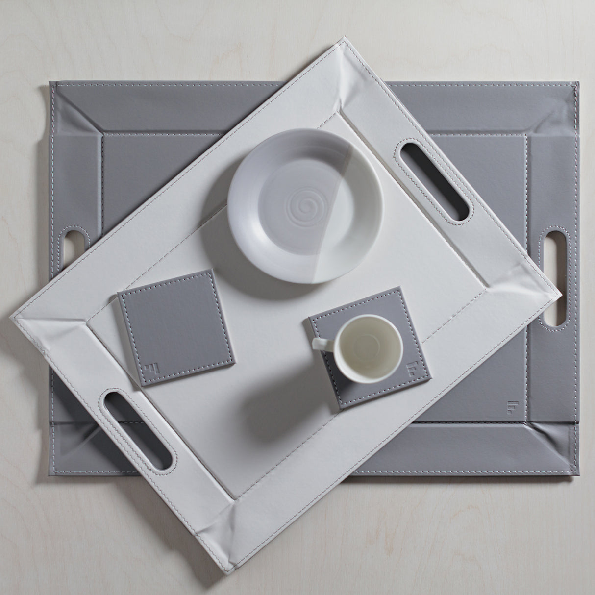 Untersetzer DUO, 4er Set, Grau/Weiß
