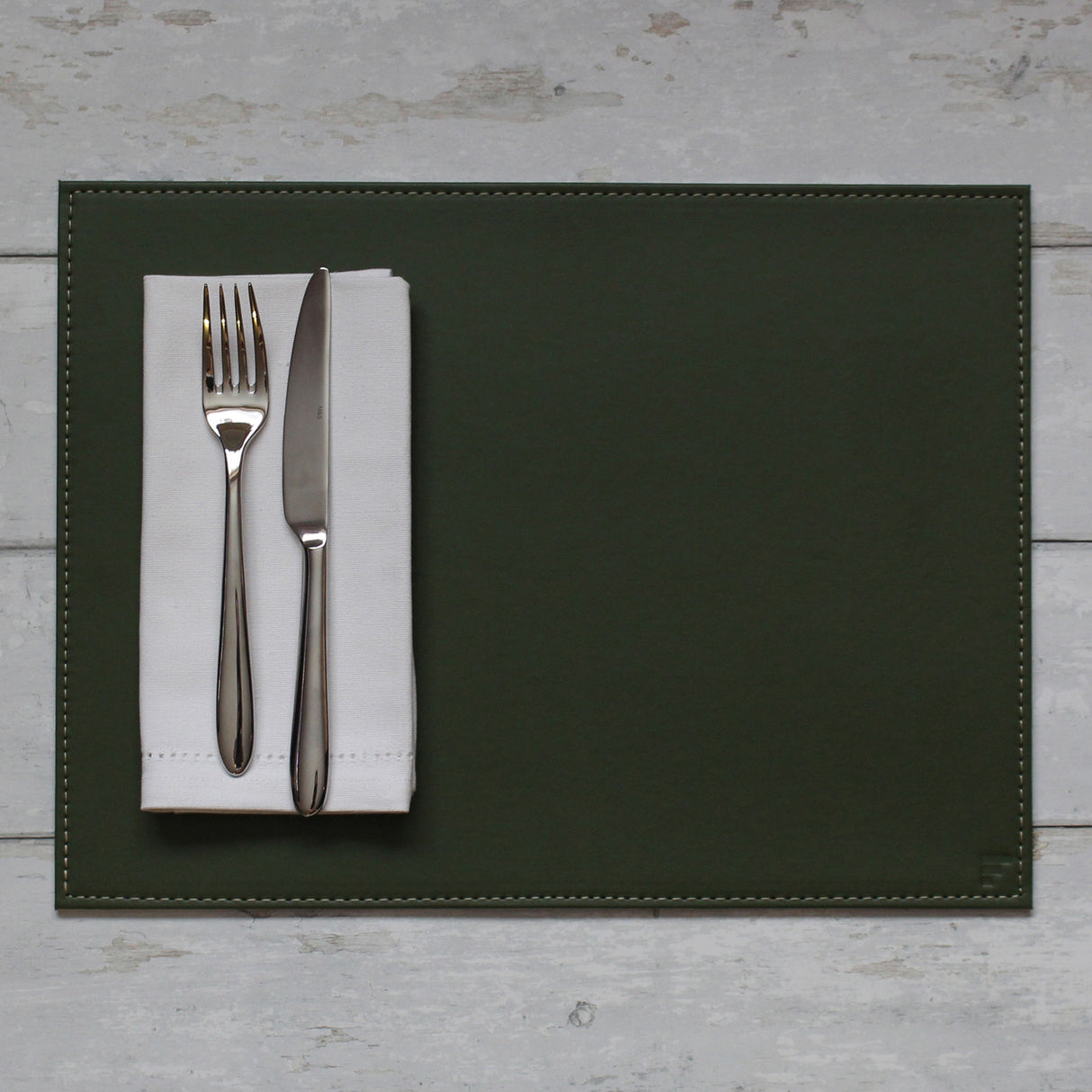 Platzset DUO rechteckig, Olive/Elfenbein