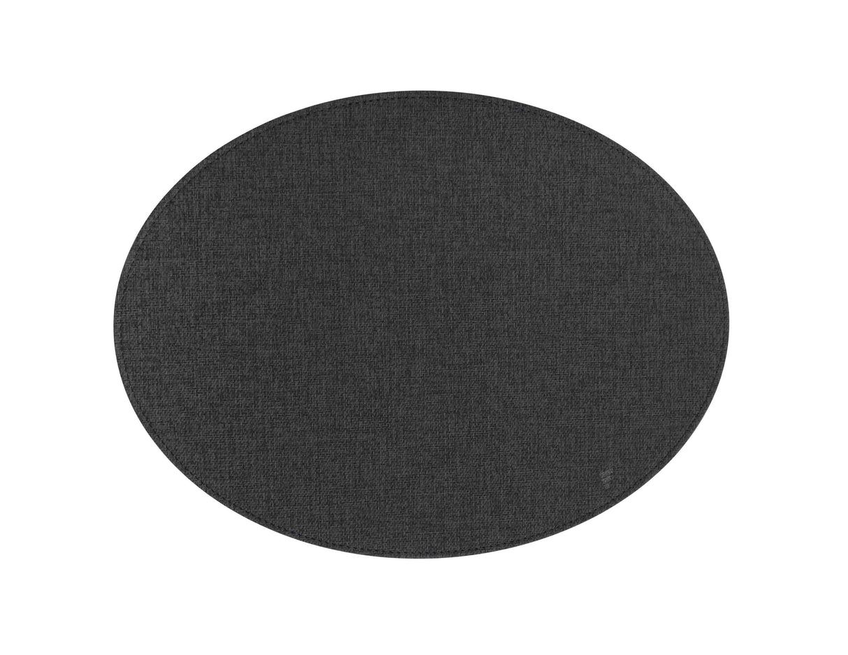 Tischset mit Textilstruktur, oval, schwarz, groß