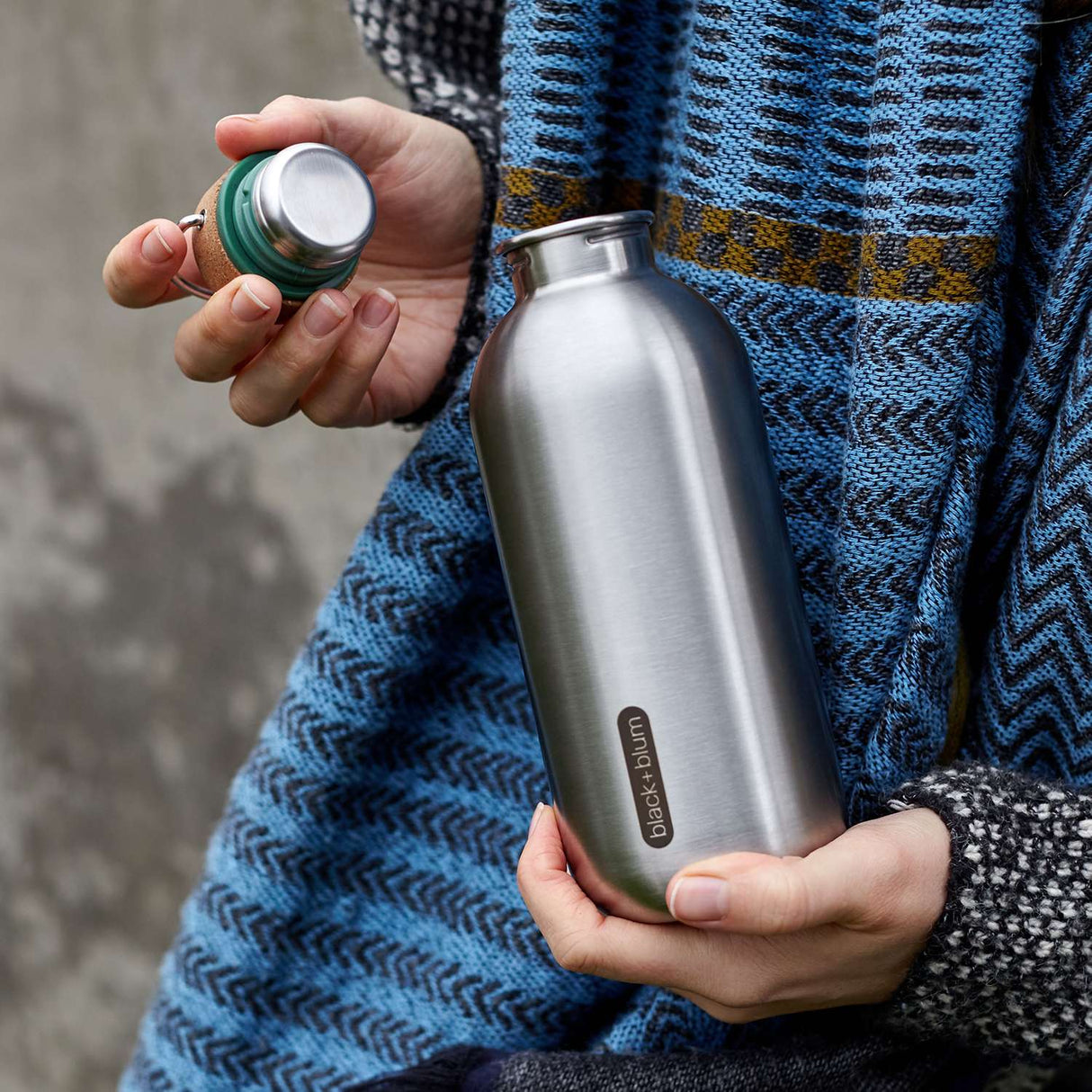 Trinkflasche, edelstahl, 600 ml