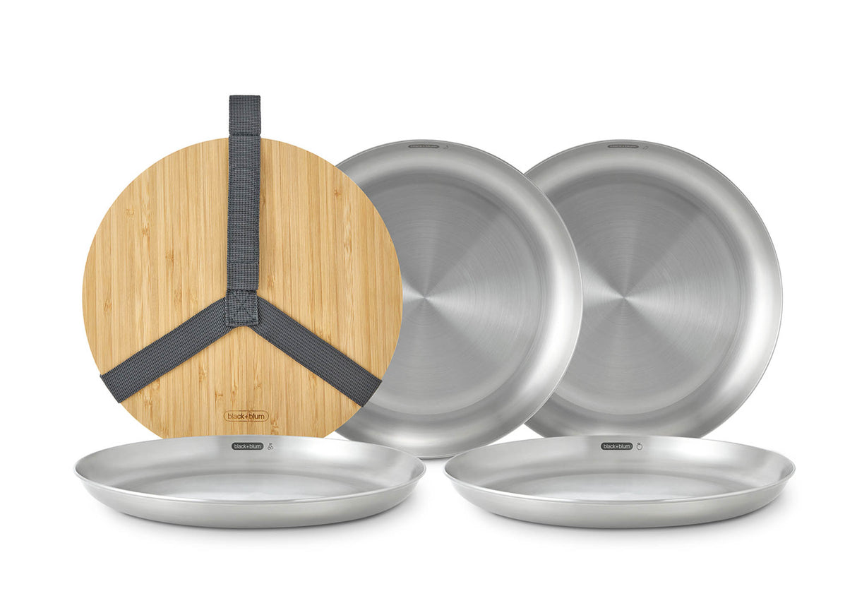 Camping Set aus Edelstahl, 4-teilig