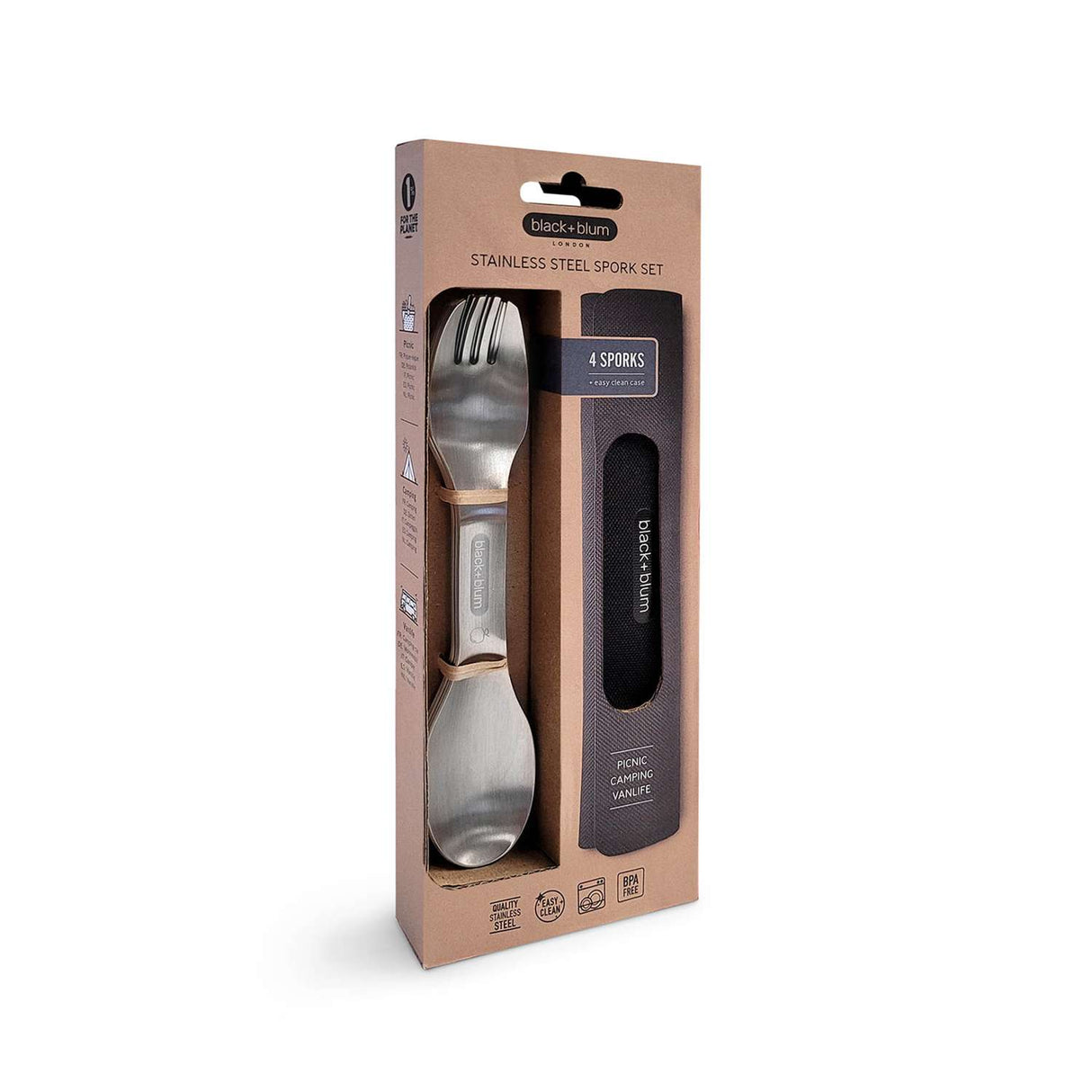 Camping Set aus Edelstahl, 4-teilig