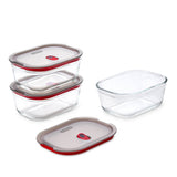 Black+Blum glass multifunction storage jars set of three, stylish kitchen containers with secure lids for food storage.