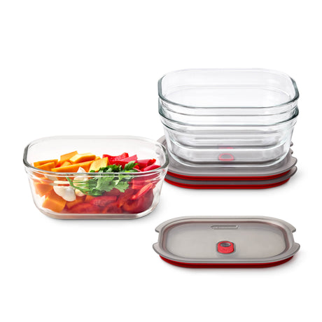 Black+Blum multifunctional glass storage jars set of three, sleek and durable kitchen containers with secure lids.