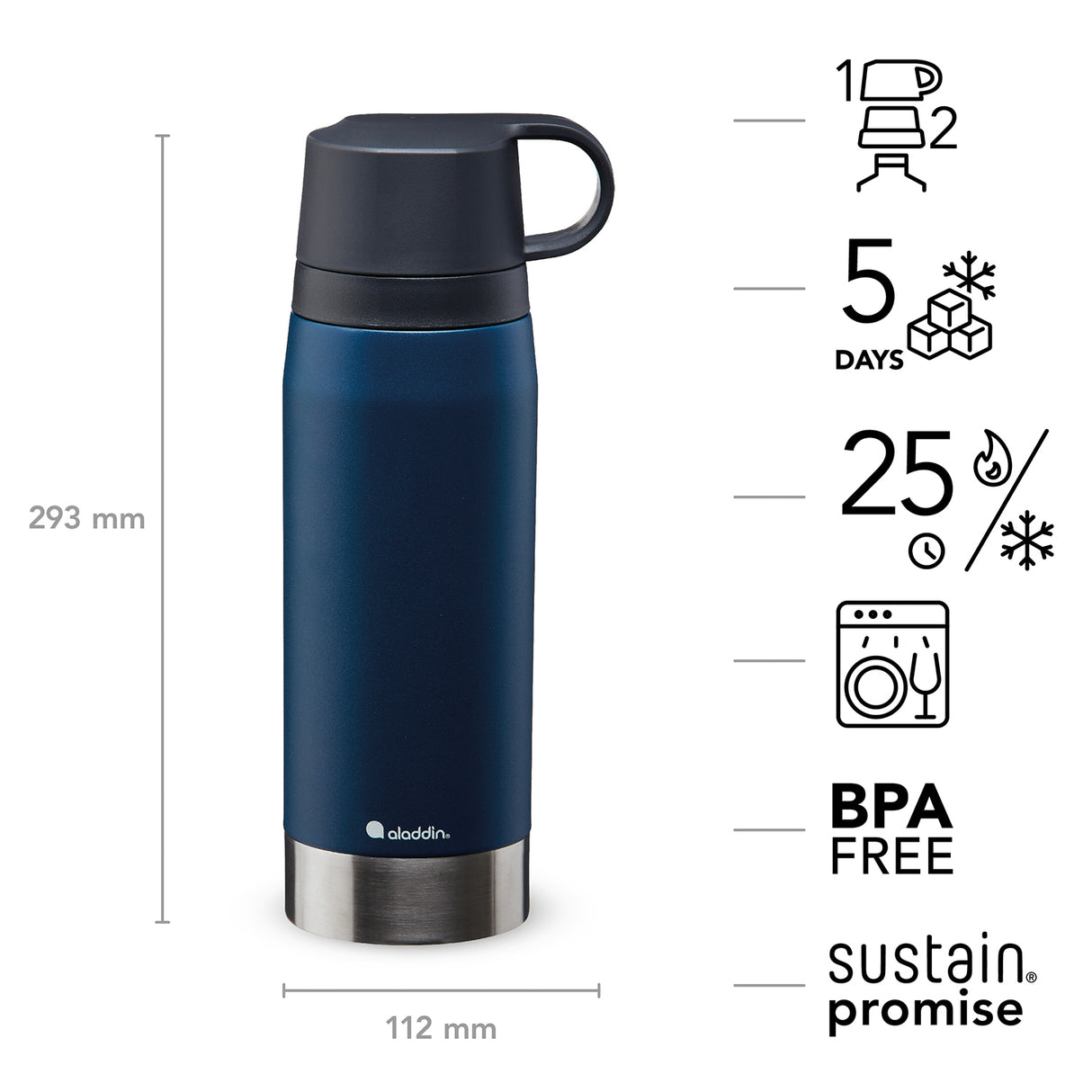 CityPark Thermoflasche, 1,1L, Navy-Blau