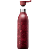 CityLoop Isolierflasche, 0,6L, Burgund + Print