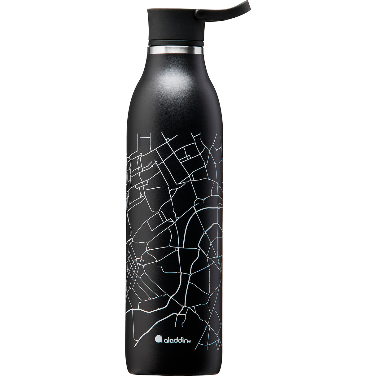 CityLoop Isolierflasche, 0,6L, Lava-Schwarz + Print