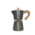 Grauer GNALI & ZANI Espressokocher Venezia auf Herd, elegantes Design für aromatischen Kaffee, Edelstahl, handgefertigt