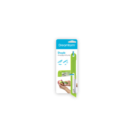 Green DREAMFARM Y-Schäler SHARPLE vegetable peeler with ergonomic handle for easy peeling of fruits and vegetables.