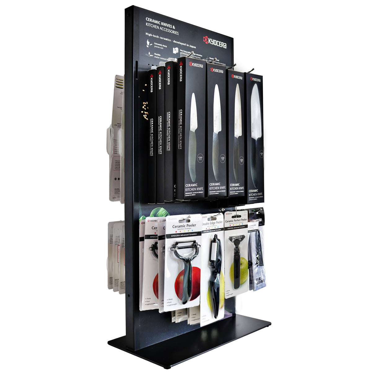 Display aus Metall mit Fuß + Plexiglas