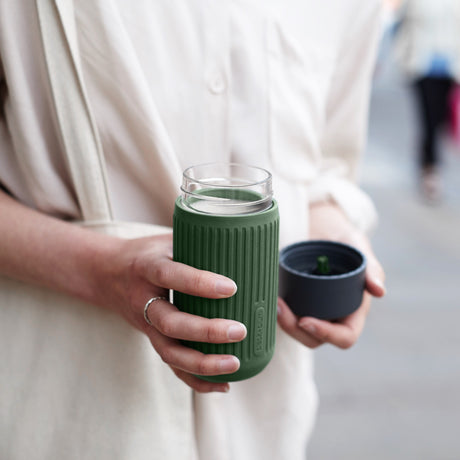 To-Go Kaffeebecher aus Glas, 340 ml
