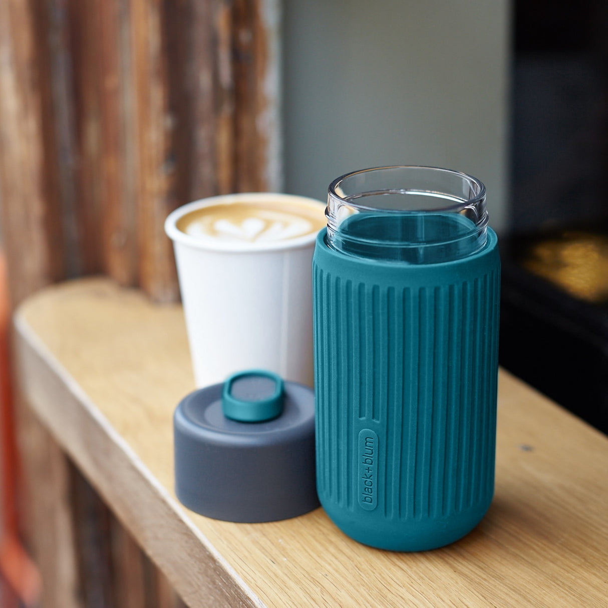 To-Go Kaffeebecher aus Glas, 340 ml