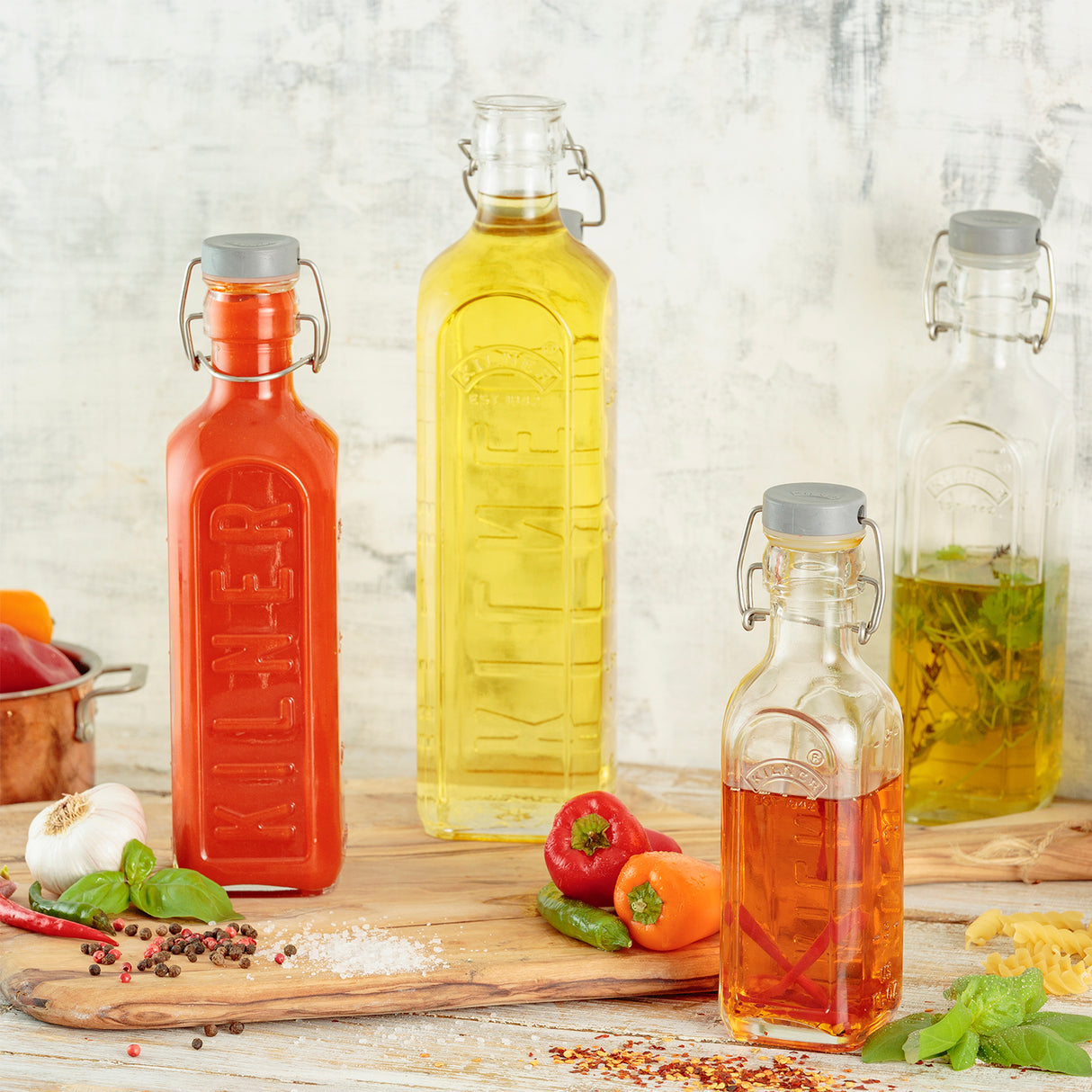 Glasflasche mit Bügelverschluß, eckig, 300 ml