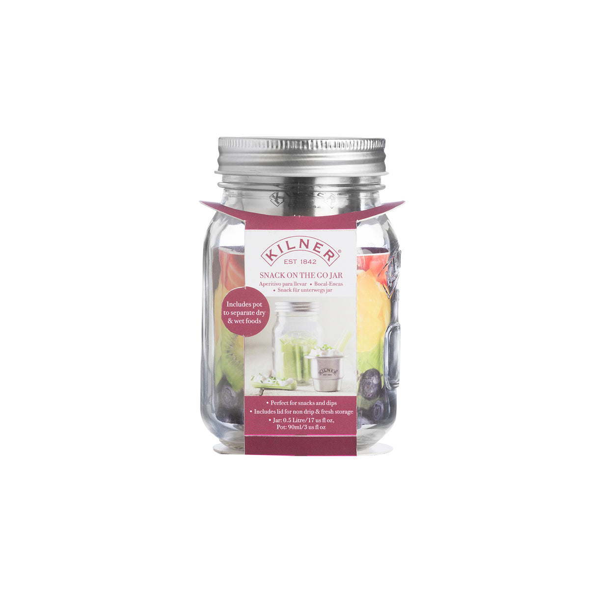 Snack-To-Go Glas mit Behälter, 0.5 Liter