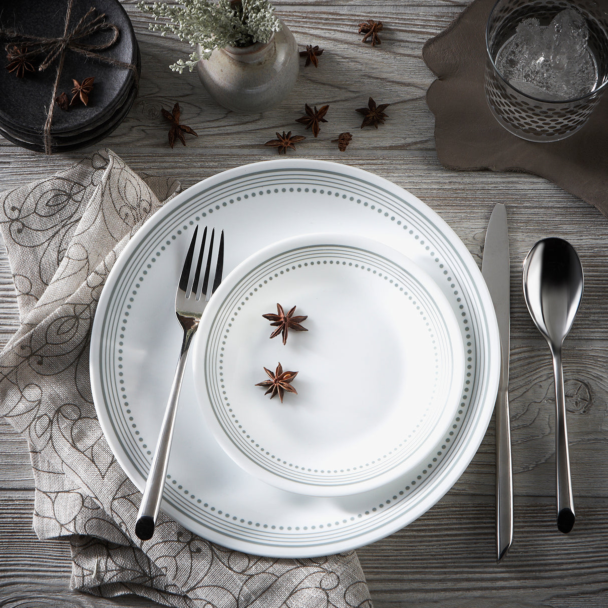 Mystic Gray Linen Weave Serviceset, 12-teilig