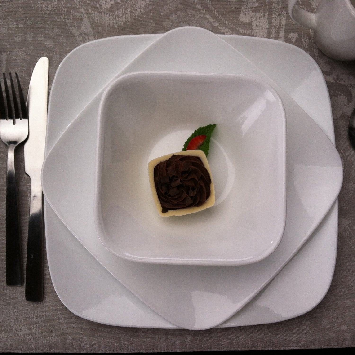 Pure White Linen Weave Serviceset, 12-teilig