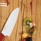 Santokumesser mit Schäler Set, rot, Klinge: 14 cm