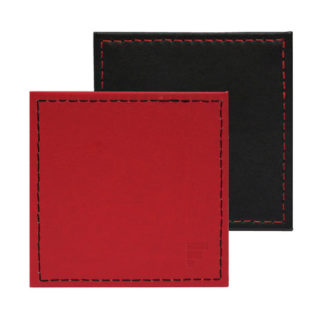 Untersetzer rot/schwarz, Kunstleder