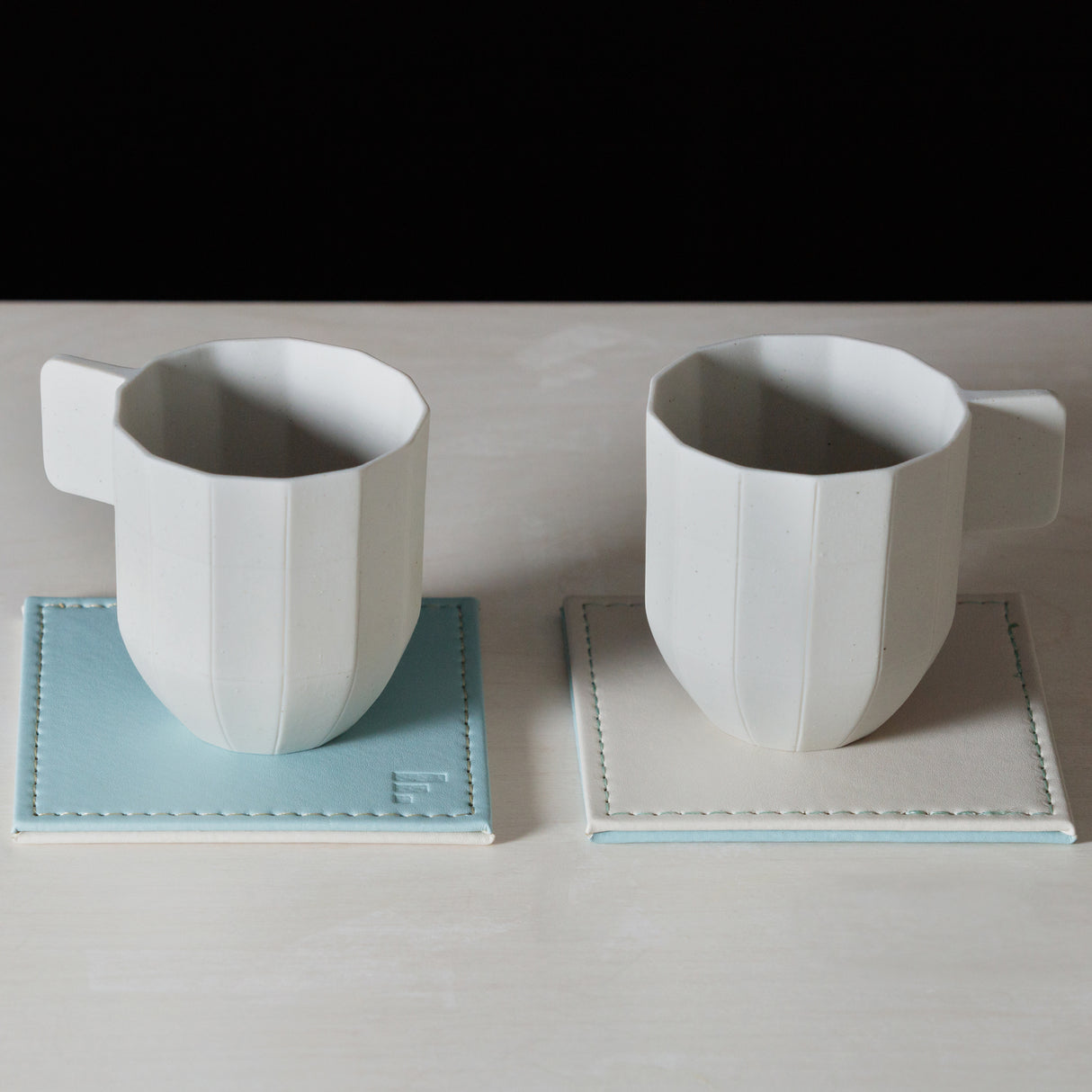 Untersetzer mint/elfenbein, Kunstleder
