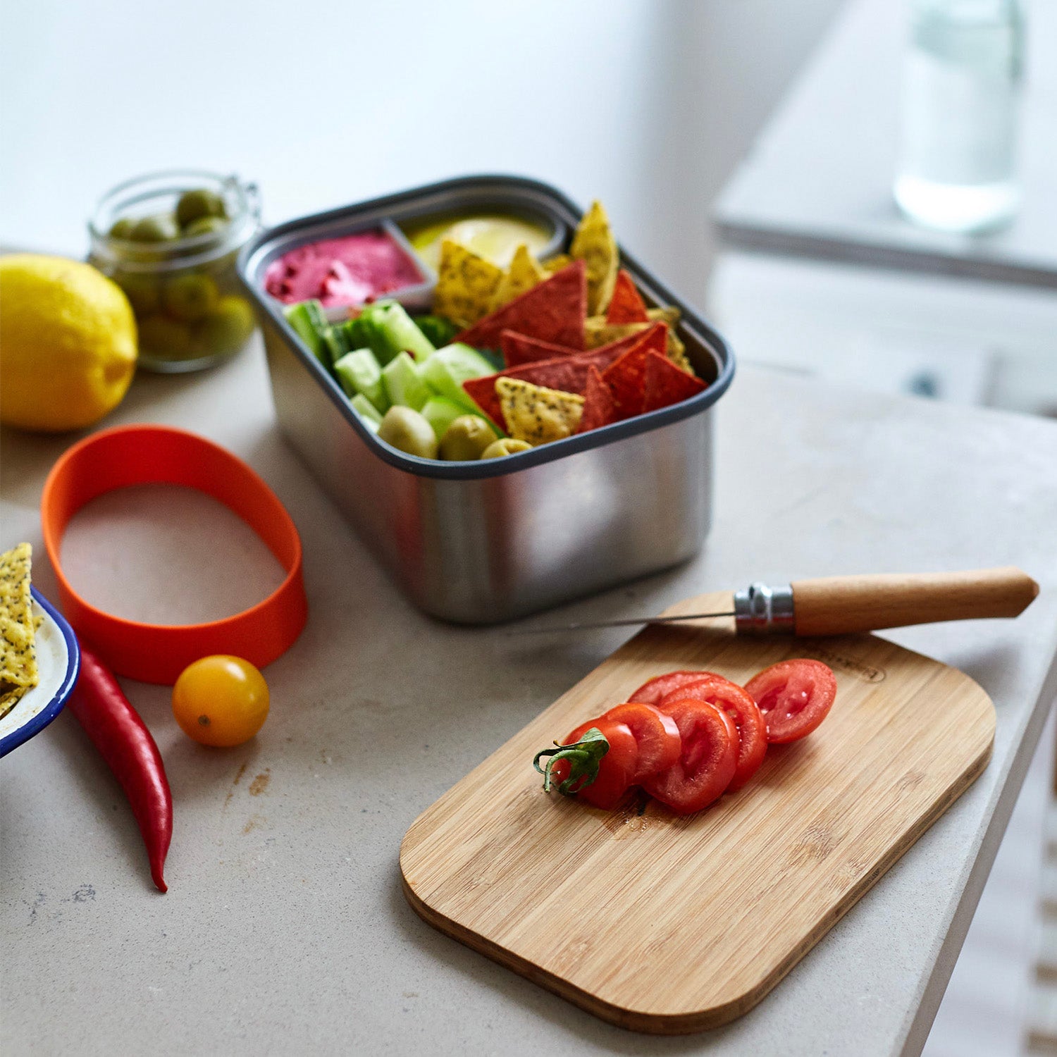 Brotdose aus Edelstahl, Orange, 1250 ml