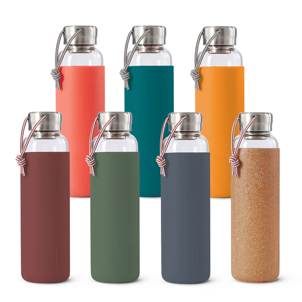 Trinkflasche Glas mit Silikonhülle, Burgundrot, 600 ml