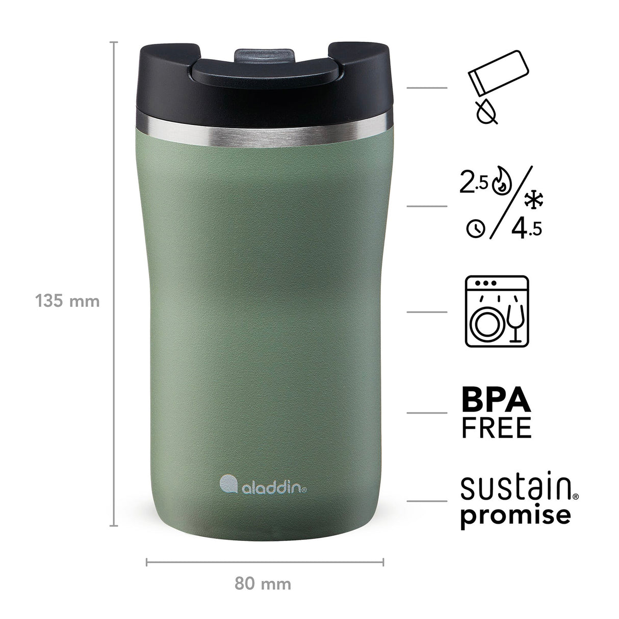 Barista Thermobecher, Salbei, in 3 Größen