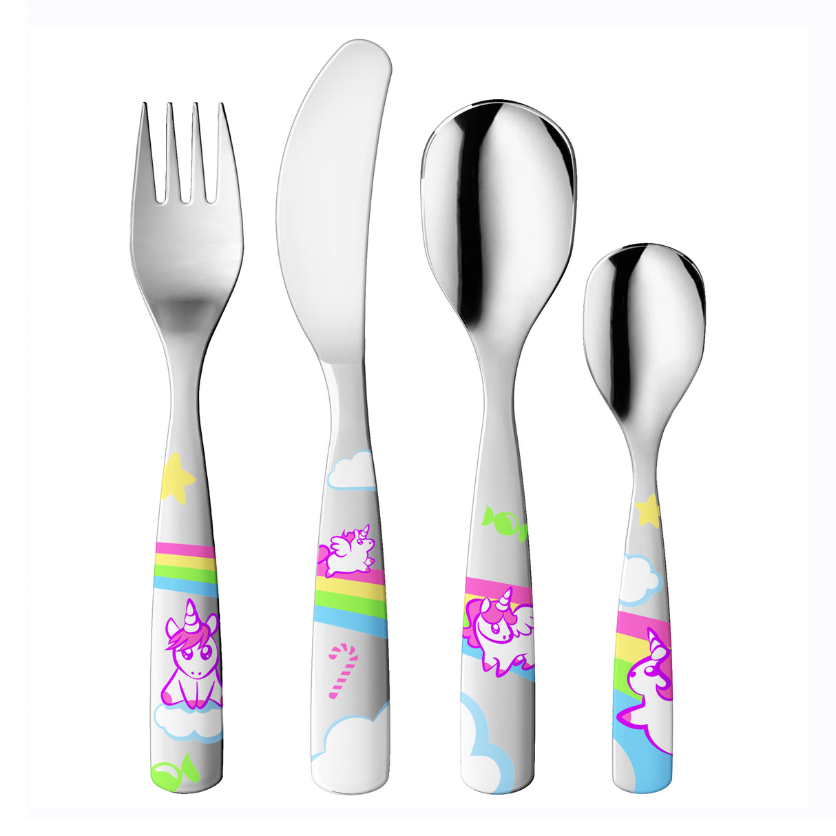 Kinderbesteck Kleine Einhörner - Set, 4-teilig