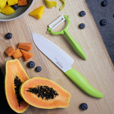 Santokumesser mit Schäler Set, grün, Klinge: 14 cm