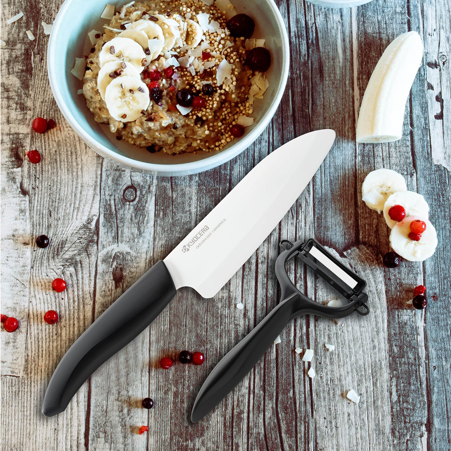 GEN Geschenkset: Santoku-Keramikmesser (14 cm) mit Schäler