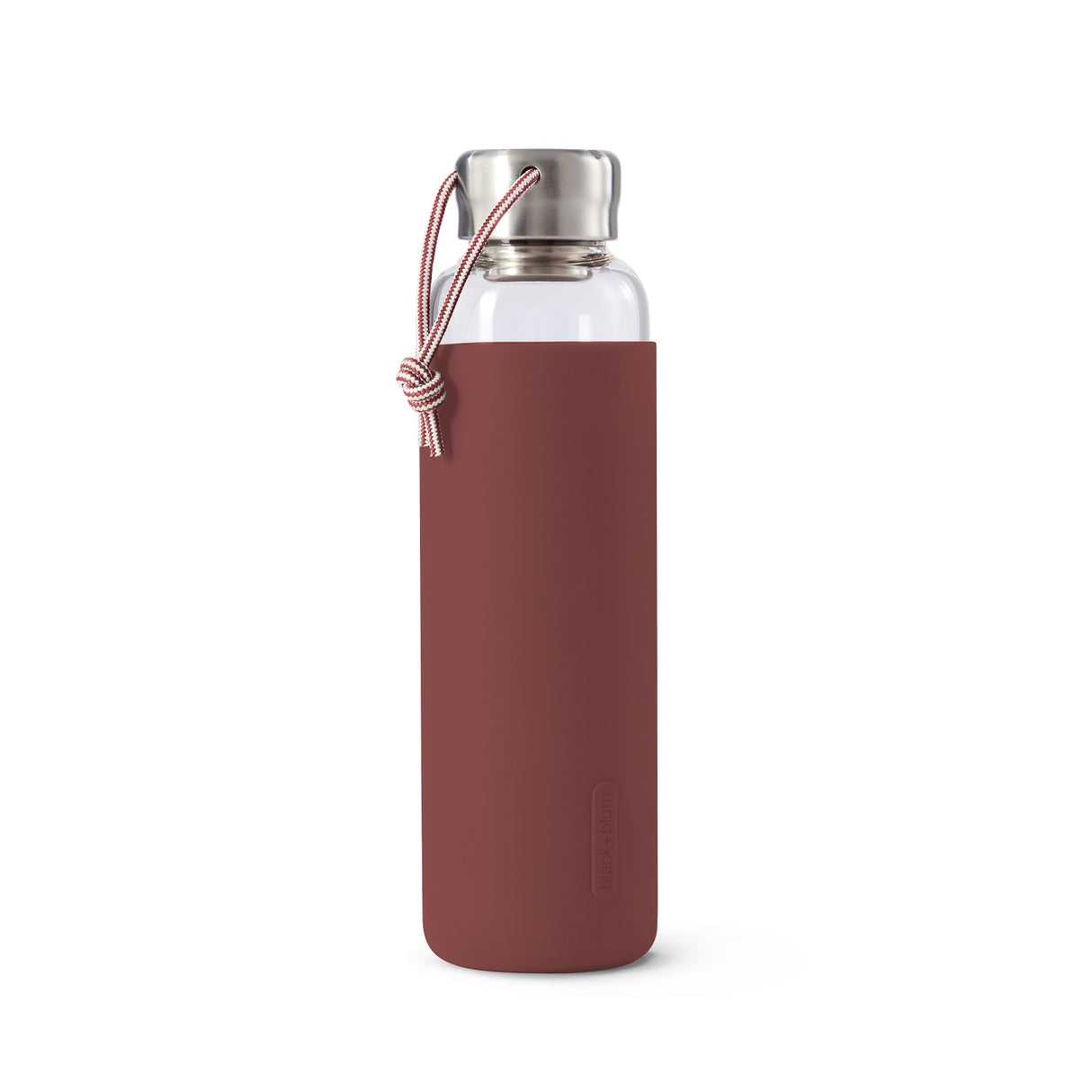 Trinkflasche Glas mit Silikonhülle, Burgundrot, 600 ml