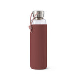 Trinkflasche Glas mit Silikonhülle, Burgundrot, 600 ml