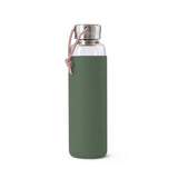 Trinkflasche Glas mit Silikonhülle, Olivegrün, 600 ml