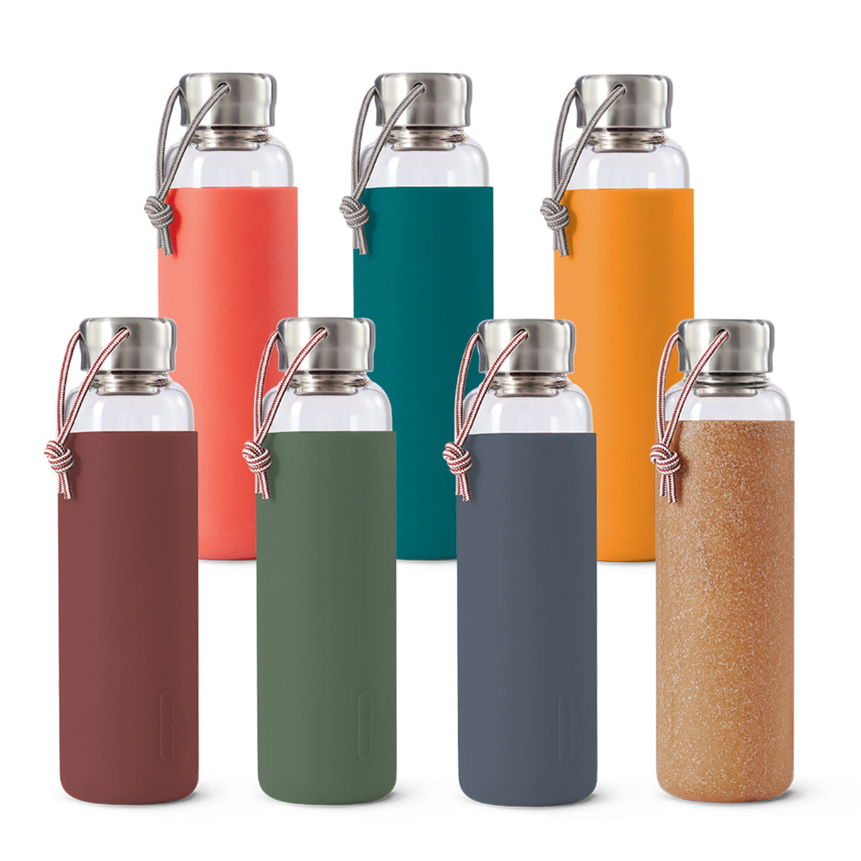 Trinkflasche Glas mit Silikonhülle, Ozeanblau, 600 ml